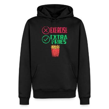 Übung Extra Pommes Exercise Extra Fries Fitness - Men’s Premium Organic Hoodie - black - Front - Nico (187cm)