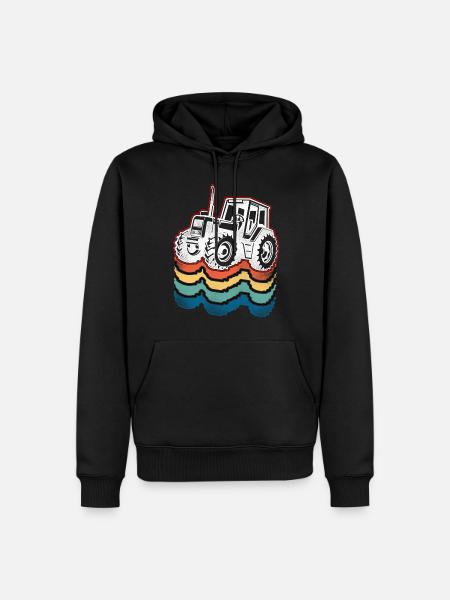 Farming Farmer Retro Tractor - Men’s Premium Organic Hoodie - black