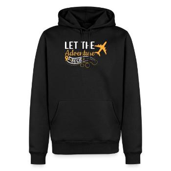 Let The Adventure Begin - Airplane Traveling Love - Männer Premium Bio Hoodie - Schwarz - Vorne - Nico (187cm)
