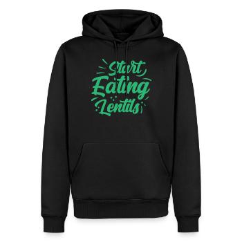 Commencez à manger des lentilles soupe de lentilles lentilles - Sweat à capuche Premium bio Homme - noir - Devant - Nico (187cm)
