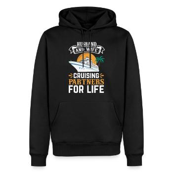 Mari et femme Partenaires de croisière pour la vie I Crui - Sweat à capuche Premium bio Homme - noir - Devant - Nico (187cm)