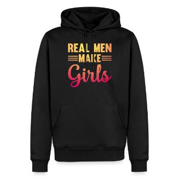 Les vrais hommes font des filles - Famille Nouveau-né Paternité Gir - Sweat à capuche Premium bio Homme - noir - Devant - Nico (187cm)