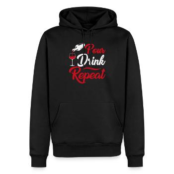 Verser la boisson répéter - Sweat à capuche Premium bio Homme - noir - Devant - Nico (187cm)