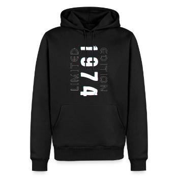 Édition Limitée Année de Naissance 1974 Cadeau Hommes - Sweat à capuche Premium bio Homme - noir - Devant - Nico (187cm)