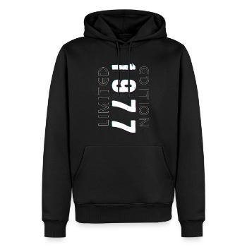 Édition Limitée Année de Naissance 1977 Cadeau Hommes - Sweat à capuche Premium bio Homme - noir - Devant - Nico (187cm)