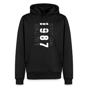 Édition Limitée Année de Naissance 1987 Cadeau Hommes - Sweat à capuche Premium bio Homme - noir - Devant - Nico (187cm)