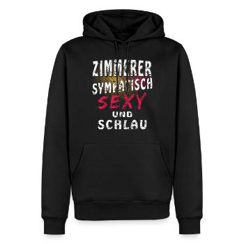 ZIMMERER SYMPATISCH SEXY UND SCHLAU - Männer Premium Bio Hoodie - Schwarz - Vorne - Nico (187cm)