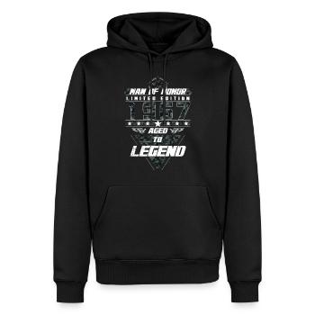 Homme d’honneur Année de naissance 1967 Cadeau de camouflage - Sweat à capuche Premium bio Homme - noir - Devant - Nico (187cm)