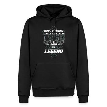 Homme d’honneur Année de naissance 1968 Cadeau de camouflage - Sweat à capuche Premium bio Homme - noir - Devant - Nico (187cm)