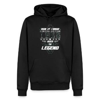 Homme d’honneur Année de naissance 1966 Cadeau de camouflage - Sweat à capuche Premium bio Homme - noir - Devant - Nico (187cm)