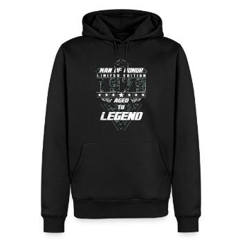 Homme d’honneur Année de naissance 1979 Cadeau de camouflage - Sweat à capuche Premium bio Homme - noir - Devant - Nico (187cm)