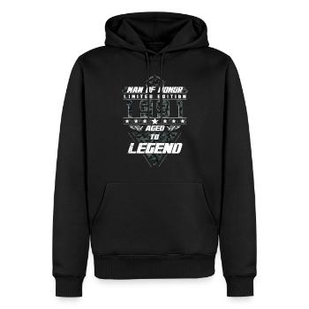 Homme d’honneur Année de naissance 1991 Cadeau de camouflage - Sweat à capuche Premium bio Homme - noir - Devant - Nico (187cm)