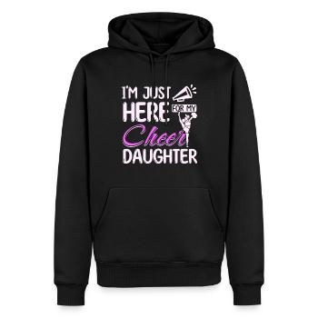 Je suis juste là pour ma fille d’encouragement - Sweat à capuche Premium bio Homme - noir - Devant - Nico (187cm)
