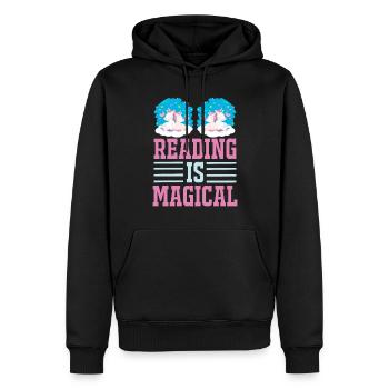 Unicorn Reading Is Magical - Men’s Premium Organic Hoodie - black - Front - Nico (187cm)