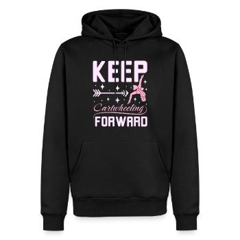 Keep catwheelig forward - Männer Premium Bio Hoodie - Schwarz - Vorne - Nico (187cm)