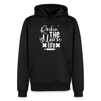 Rockin The Nurse Life - Männer Premium Bio Hoodie - Schwarz - Vorne - Nico (187cm)