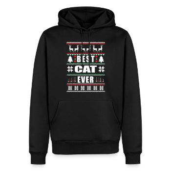 Drôle de Noël moche Meilleur chat de tous les temps - Sweat à capuche Premium bio Homme - noir - Devant - Nico (187cm)