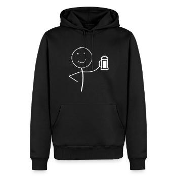 Strichmännchen mit Bier - Männer Premium Bio Hoodie - Schwarz - Vorne - Nico (187cm)