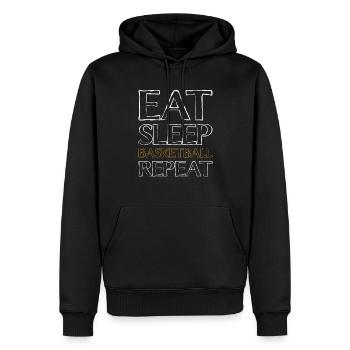 Basketball Essen Schlafen - Männer Premium Bio Hoodie - Schwarz - Vorne - Nico (187cm)