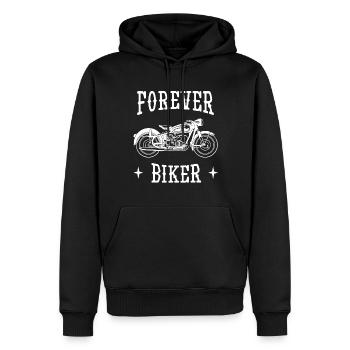 Forever Biker Motorrad Sprüche - Männer Premium Bio Hoodie - Schwarz - Vorne - Nico (187cm)