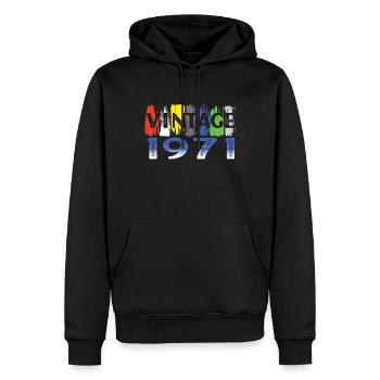 Vintage 1971 Retro Bitrthday Édition Limitée - Sweat à capuche Premium bio Homme - noir - Devant - Nico (187cm)