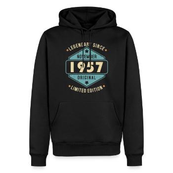 Novembre 1957 Vintage Retro Anniversaire - Sweat à capuche Premium bio Homme - noir - Devant - Nico (187cm)