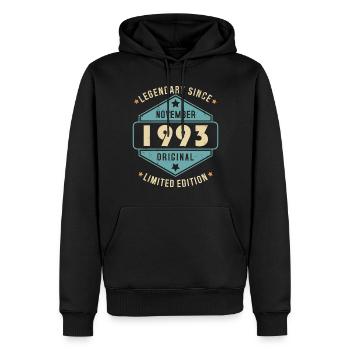 Novembre 1993 Vintage Retro Anniversaire - Sweat à capuche Premium bio Homme - noir - Devant - Nico (187cm)