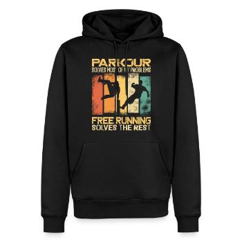 Parkour Free Running Traceur - Men’s Premium Organic Hoodie - black - Front - Nico (187cm)
