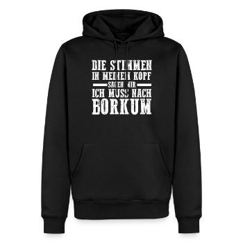 Nordsee Borkum - Männer Premium Bio Hoodie - Schwarz - Vorne - Nico (187cm)