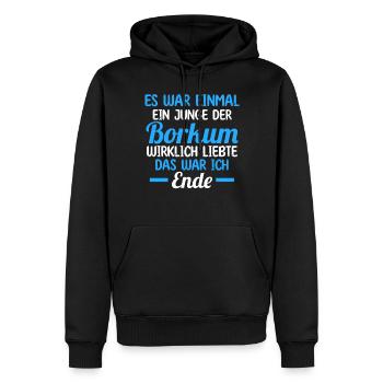 Nordsee Borkum - Männer Premium Bio Hoodie - Schwarz - Vorne - Nico (187cm)