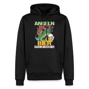 Angeln Mett Bier Darum Bin Ich Hier Angel Geschenk - Männer Premium Bio Hoodie - Schwarz - Vorne - Nico (187cm)