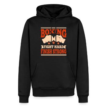Boxing Fight Hard Finish Strong Boxing Gloves - Männer Premium Bio Hoodie - Schwarz - Vorne - Nico (187cm)