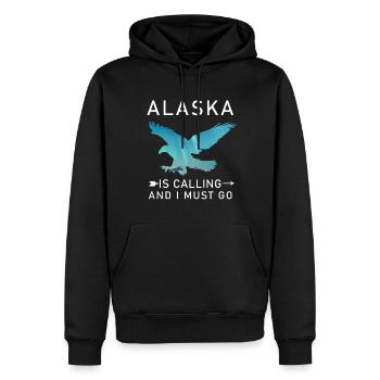 Alaska Geschenk USA Natur Bär Denali Grizzly Wald - Männer Premium Bio Hoodie - Schwarz - Vorne - Nico (187cm)
