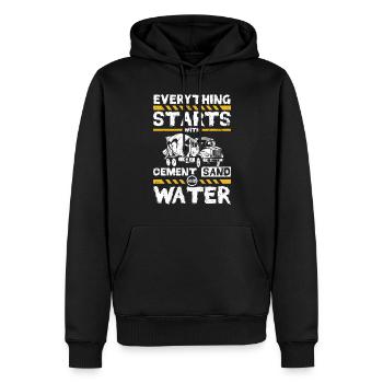 Everything starts with cement sand and water - Männer Premium Bio Hoodie - Schwarz - Vorne - Nico (187cm)