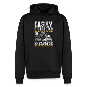Easily distracted by excavator - Männer Premium Bio Hoodie - Schwarz - Vorne - Nico (187cm)