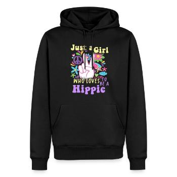 Hippie Peace Groovy Flowerpower Boho Woodstock - Sweat à capuche Premium bio Homme - noir - Devant - Nico (187cm)