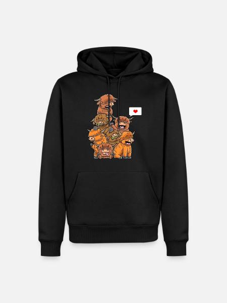 Funny Scottish Highland Cattle - Men’s Premium Organic Hoodie - black