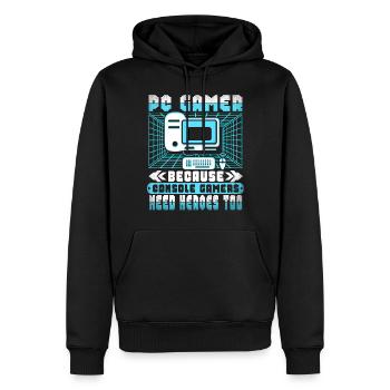 Pc Gamer Weil Konsolenspieler Helden Brauchen - Männer Premium Bio Hoodie - Schwarz - Vorne - Nico (187cm)