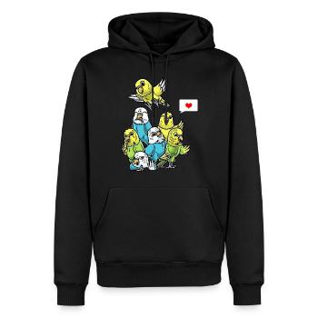 Drôle de perroquet Perruche Oiseau - Sweat à capuche Premium bio Homme - noir - Devant - Nico (187cm)