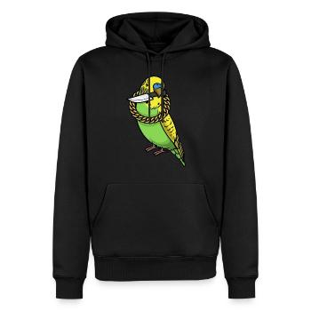Perroquet Budgerigar Oiseau Avec Couteau - Sweat à capuche Premium bio Homme - noir - Devant - Nico (187cm)