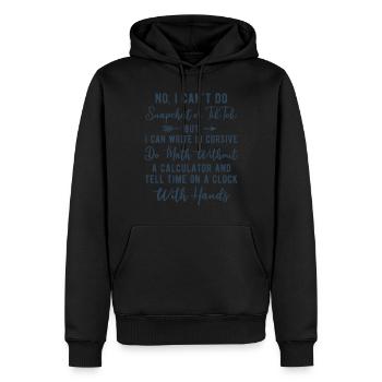 Sagen Sie die Zeit auf einer Uhr mit Zeigern - Männer Premium Bio Hoodie - Schwarz - Vorne - Nico (187cm)