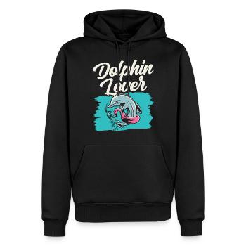Amoureux des dauphins Dauphins Dauphins Dauphins - Sweat à capuche Premium bio Homme - noir - Devant - Nico (187cm)