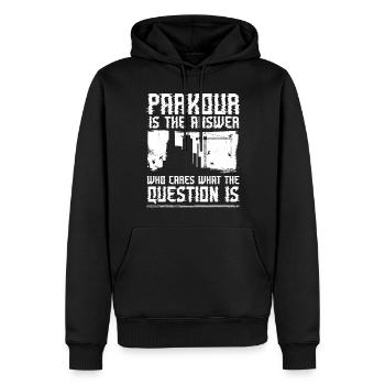 Parkour Free Running Traceur - Sweat à capuche Premium bio Homme - noir - Devant - Nico (187cm)