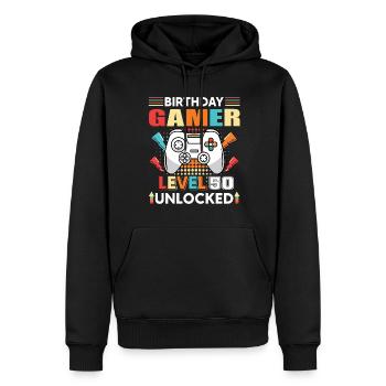 Anniversaire Gamer Niveau 50 Débloqué 50 Anniversaire - Sweat à capuche Premium bio Homme - noir - Devant - Nico (187cm)
