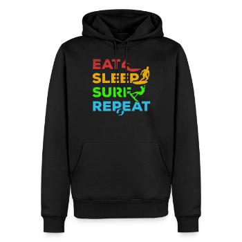 Surf Eat Sleep Surf Repeat - Surfeur de vagues - Sweat à capuche Premium bio Homme - noir - Devant - Nico (187cm)