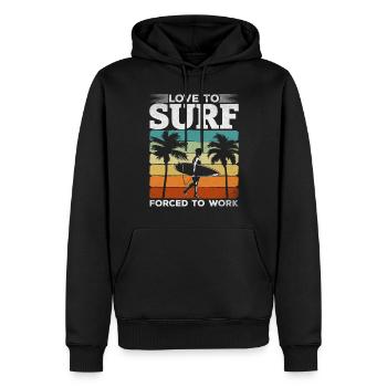 Surfer Love To Surf Forced To Work - Surfer - Männer Premium Bio Hoodie - Schwarz - Vorne - Nico (187cm)