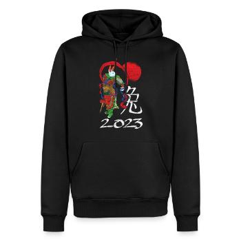 Chinesisches Neujahr - Jahr Des Kaninchens 2023 - Männer Premium Bio Hoodie - Schwarz - Vorne - Nico (187cm)
