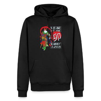 Chinesisches Neujahr - Jahr Des Kaninchens 2023 - Männer Premium Bio Hoodie - Schwarz - Vorne - Nico (187cm)