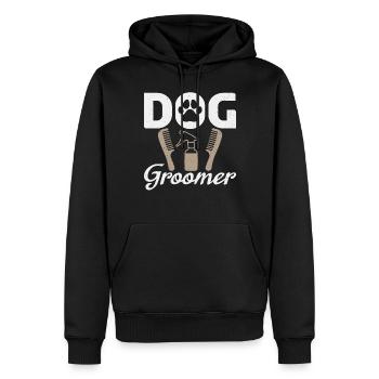 Chemise de toiletteur professionnel pour chien pour hommes Funnier - Sweat à capuche Premium bio Homme - noir - Devant - Nico (187cm)