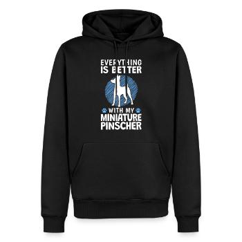 Tout est mieux avec Zwergpinscher Pinscher - Sweat à capuche Premium bio Homme - noir - Devant - Nico (187cm)
